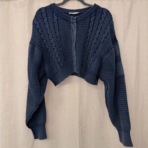 Free People We The Free LIMITED Midnight Blue Cable Knit Cardigan